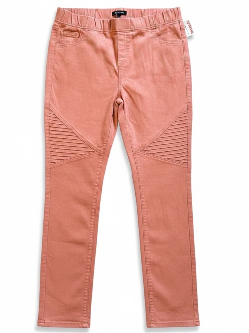 ShineStar Women’s Rust Coral Moto Pull-on Mid-Rise Pants Zipper at Ankle NWT